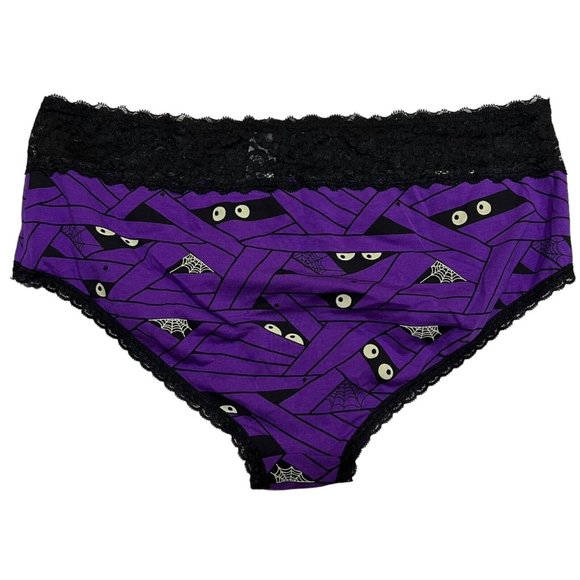 NWT TORRID Cheeky Pantie Sz 4X Black Lace Purple Jersey Halloween - Picture 2 of 4
